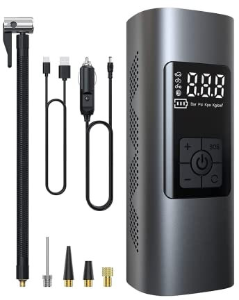 Clicled Compressore Aria Portatile Auto Mini Pompa Elettrica Gonfiatore Ricaricabile 150 Psi con Display LED Batteria 6000 mah per Ruote Bicicletta Pallone Materassini