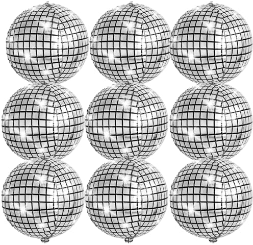 Palloncini Alluminio Discoteca, 22 Pollici Palloncini Metallici a Specchio Grande 4D, Accessori Vintage per Disco Festa da ballo Matrimonio Compleanno Carnevale