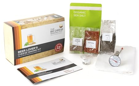 The Beer Lover's Cheese Making Kit - DIY Cheese Gift Set | Ale Washed Squeaky Curds & Cypriot Style Cheese | Includes Rennet for Cheese Making | Gourmet Gift with Recipe Booklet - 12 Batches