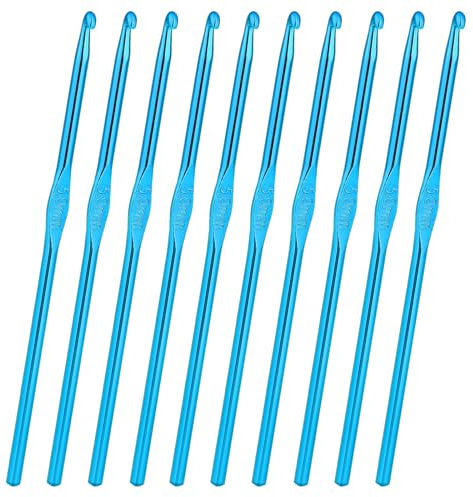 10Pcs 5mm Aluminum Crochet Hook, Knitting Needles Craft Yarn, Crochet Hook for DIY Craft, Gold Crochet Needles for Knitting Scarf(Blue)