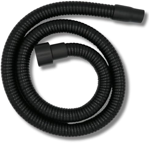Tubo flexible de acero revestido para aspirador de cenizas Lavor, Manguera de Succion – 2 metros, negro con manguitos – Ideal para chimenea y estufas