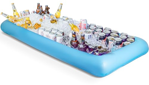 NOVELTY PLACE Inflatable Ice Serving Buffet Bar with Drain Plug - Blue Salad Food Tray and Drinks Cooler for Party Picnic & Camping (Pack of 1)