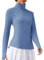IECCP Damen UV Shirt Jacke Langarm Laufshirt Schnelltrocknend Sportshirt Half Zip Sun Sommershirts mit Daumenloch Reißverschlusstaschen Lavendelblau L