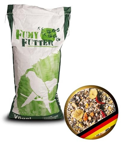 FumyFutter Papagei Frucht Mix, Exklusives Alleinfutter, Premium-Papageienfutter für Aras, Graupapageien und Amazonen, mit Früchten, Nüssen und Chilis verfeinert, 12,5kg, 1x Sack