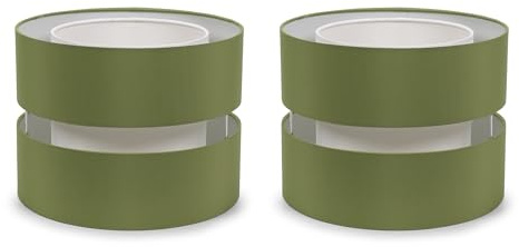 ValueLights | Small Ceiling 2 Tier Drum Lampshades in Olive Green | Lamp Shades, Home Décor & Improvement Essential | Set of 2 | 26cm Shade Width