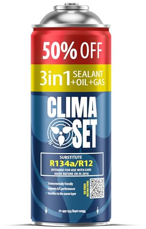 Clima Set R134 3in1 Air Conditioning Refrigerant with Sealant and Oil - for Car Air Conditioning - Refrigerant for Car Air Conditioner - 1 Can of 235 g ECO