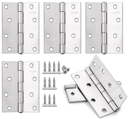 Anstore 4 bisagras plegables, 100 x 70 x 1,3 mm, de acero inoxidable, para cargas pesadas, para puertas, ventanas, muebles, con 48 tornillos de 16 x 3,5 mm