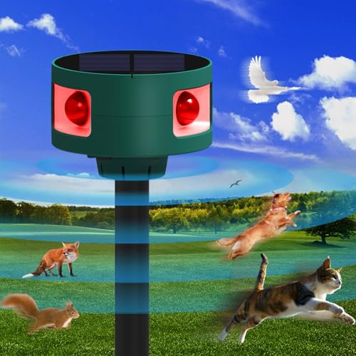 Katzenschreck Ultraschall Solar, Solar Katzenschreck für Garten Tiervertreiber Mäuseabwehr Ultraschall Wühlmaus Vertreiben, IP55 Wasserdicht, 4 Modus, für Katzenabwehr, Vogelabwehr, Mäuseabwehr