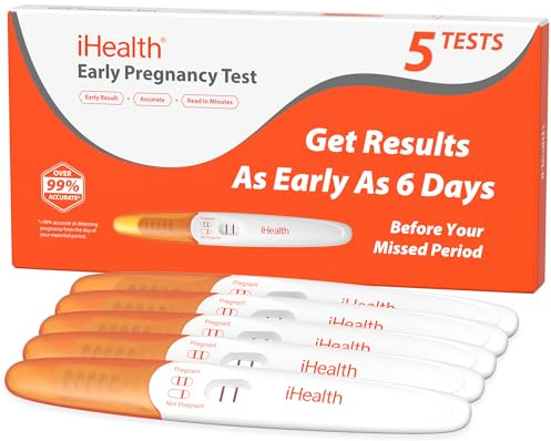 iHealth Pregnancy Test 5-Pack Value Kit - Ultra Sensitive Early Detection(10mIU/mL) - Over 99% Accurate Early Pregnancy Test - Multi-Pack Pruebas De Embarazo for Reliable Home Tracking