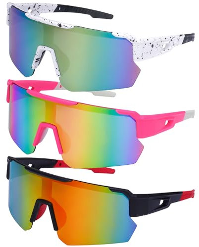 Utensilsto 3 Stück Schnelle Brille Herren Damen Fahrradbrille Sportbrille Sport Sonnenbrille UV400 MTB Fahrrad Brillen für Herren Damen Radfahren Biking Laufen Enduro Rennrad volleyball Brille