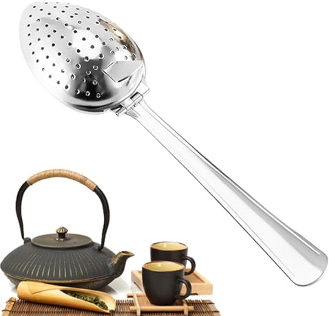 Tuxxjzm Cuillère à thé – Cuillère en acier inoxydable pour thé en vrac | Diffuseur d'intervalle de thé avec trous fins pour les amateurs de thé, brassage à domicile et voyage