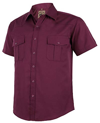 Dctop Chemise Homme Manches Courtes Coupe Regular Fit - Chemise de Loisirs Unie, Respirante et Facile d'entretien