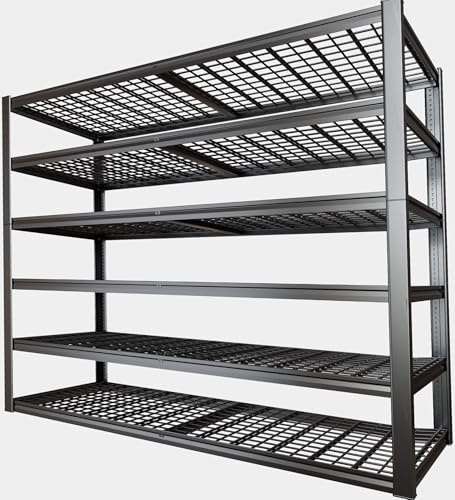 PMKES 64 Wide 6-Tier Garage Shelving Unit, 64 W x 24 D x 84 H, Heavy Duty Garage Storage Shelves,3900 LBS Capacity, Industrial Adjustable Shelves for Basement Warehouse