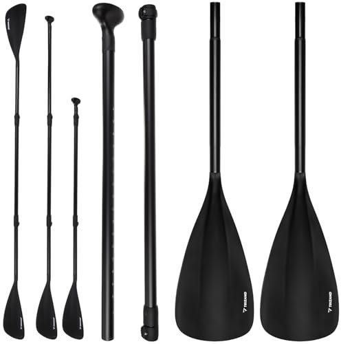 TRIZAND 2in1 SUP & Kajak Paddel – Verstellbar 163–229 cm – 4-teilig – Leicht & Robust – Aluminium + Nylon – für Paddleboard & Kajak – Schwarz