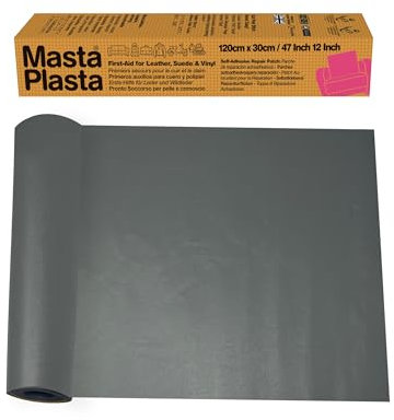 MastaPlasta Original Self-Adhesive Leather Repair Patch - Grey 120 x 30cm (47 x 12in). Your Quick and Easy All-in-One Upholstery-Quality Leather Repair Kit for Sofas, Car Seats, Bags & DIY