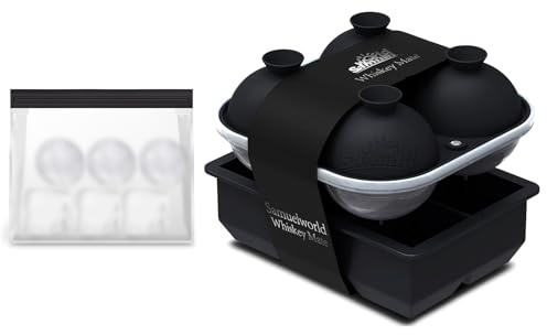 Samuelworld Large Silicone Premium Ice Trays, 2 Inches Big Cubes & 2.5 Inches Sphere Ice Molds - BPA Free, Craft Ice Maker for Gifting, Easy Release - Black(With Ice Bag)