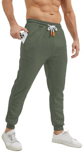Rayson Pantalon Jogging Homme Baggy avec Élastique à la Taille et Poches Pantalon de Survêtement Homme Large Pantalons de Sport Hiver Sweatpants(Vert foncé, XL)