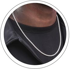 RANKEEF Catena In Argento A Forma Di Grano Da 3/5 Mm,Collana Uomo Acciaio, Impermeabile, Collana Uomo Argento