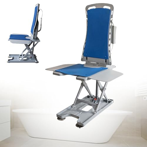 HZWJD Bath Chair for Elderly or Disabled,Bathtub Lifts,Portable Electric Chair Lift,High Adjustable to 20”,With Removable Panels,Makes Bathing Easier for Elderly blue
