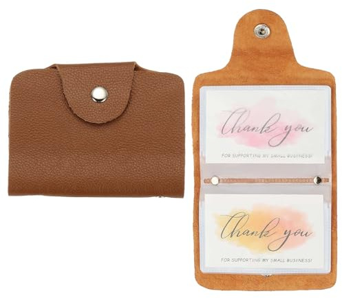 QUARKZMAN 2 Piezas De Portatarjetas De Cuero Organizador De Tarjetas De Visita Estuche Delgado Para Tarjetas De Identificación Protector Con 24 Ranuras Para Hombres Y Mujeres Marrón Oscuro