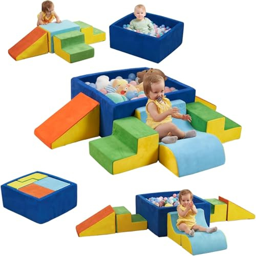 SOFTHOM Bloques de Espuma para Niños, Juego de 6 Gigantes Set de Escalada, XXL Bloques Espuma Bebés, Suave&Ligero, Certificación EN71, Base Antideslizante&Funda Desmontable, Parque Infantil Interior | 6 bloques de escalada, certificado EN71, suelo antideslizante y funda lavable, zona de juegos interior para gatear y rodar