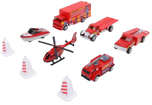 ZAICOLER Set di Giocattoli per Auto dei Pompieri con Dettagli Realistici e Struttura in Lega per Giochi Fantasiosi Perfetti per i Bambini 6 Pezzi (rosso)