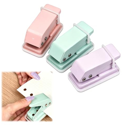3 Pcs Mini Hole Punch, Durable and Shock-Resistant Small Hole Punch | Simple and Healing Mini Hole Punch, Single Hole Precision Small Hole Punch, Effortless Pressing, Durable Single Holes Punch