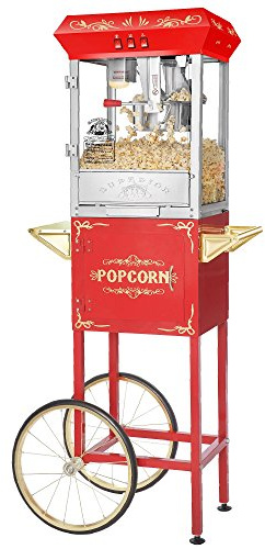 Great Northern Popcorn Carnival 8oz Popcorn Machine with Cart, Red