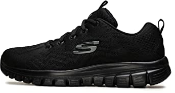 Skechers Damen Graceful Get Connected Sneaker,Black Mesh Trim, 36.5 EU