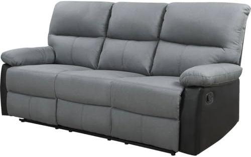 Sofá reclinable 3 plazas Lincoln - Color negro/Gris oscuro