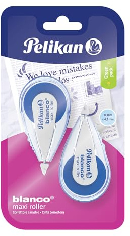 Pelikan 340323 Ruban correcteur Maxi Roller XXL 4,2 mm x 10 m, blister 2 blancs - Nouvelle formulation du film avec une extrême résistance