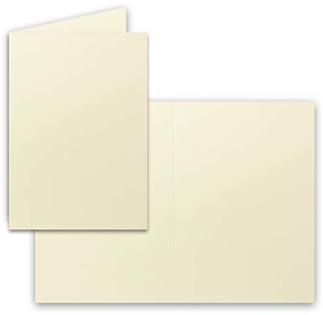 FarbenFroh - Lote de 50 tarjetas plegables (B6, 12 x 17 cm, muy estable, aptas para impresoras), color vainilla