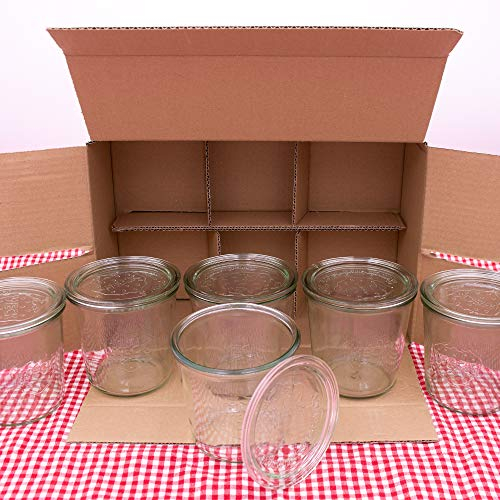Flaschenbauer - Lot de 6 bocaux en verre - 1/2 l - 580 ml - Utilisable comme pot à confiture, pot de provision, de conserve - Avec étiquette - Fabriqué en Allemagne