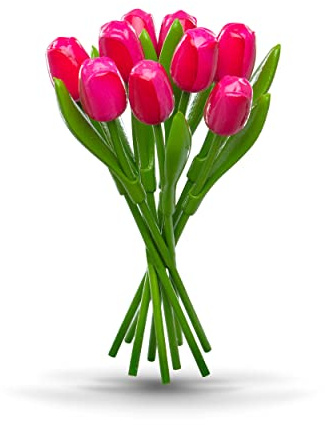 Högkvalitativ tulpanbukett rosa/rött trä för nära och kära, 9 trätulpaner, 34 cm hög, handmålad, bukett, träblommor, mors dag, tillverkad i Holland