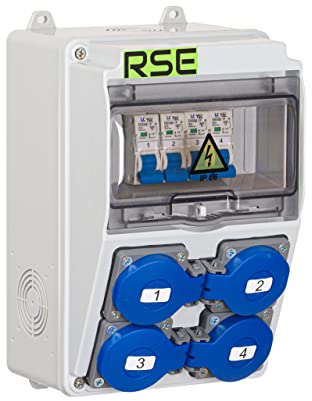 RSE BAUSTROMVERTEILER WANDVERTEILER KOMPLETT VERDRAHTET 230V SCHUKO MIT ZÄHLER ZUR AUSWAHL IP65, 4. 4X 230V MIT LS