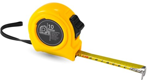 Metro a nastro di alta qualità, 10 metri, con supporto, robusto metro a nastro e misurazione del nastro per misurazioni precise con fermo, nastro di massa e nastro con sistema di avvolgimento