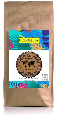 Café en Grano 1kg Natural Colombia 100% Arabica-Calificación 82 puntos por la Specialty Coffee Association (SCA) por su sabor aroma y excelencia-Origen exclusivo Colombia