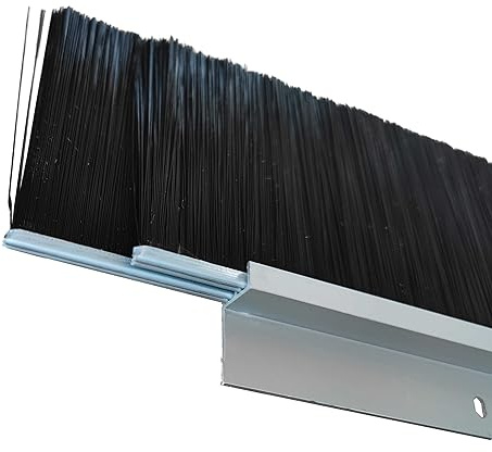 Retsun 3 Sets Double Layer 3 Inches x 39.37 Inches Door Brush Sweeps Seal Black Garage Roll Up Door Bottom Brush Aluminum Holding Easy Mounting (Double 3, 3)