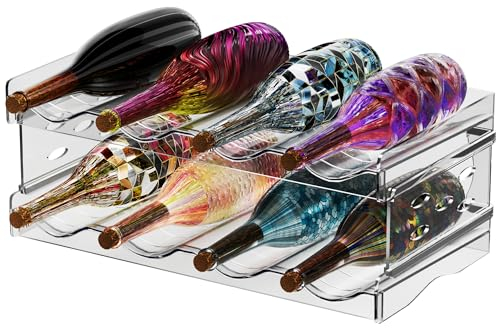 Nenull Flaschenregal Stapelbar 2er Fasst 8 Behälter Flaschen Organizer Schrank Flaschenaufbewahrung Flaschenhalter Flaschenregal für Schrank Kühlschrank Küchenarbeitsplatte (Kunststoff)