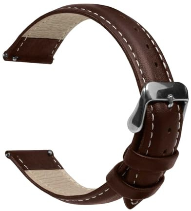 OcioDual Correa Reloj 20mm, Correa Reloj para Recambio, Repuesto Color Marron Oscuro 20mm, Hilo Blanco, Smartwach Hombre, Smartwach Mujer, Pulseiras de Relogio