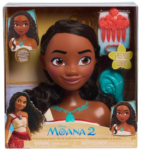 Just Play Disney Princess Moana 2 7-Piece Hairdressing Head Role Play Children's Toy from 3 Years