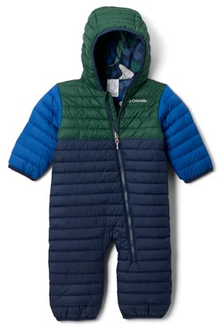 Columbia Youth Powder Lite II Reversible Bunting, Collegiate Navy/Rain Forest/Mountain Blue, 3/6