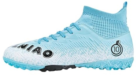 Indoor Turf Soccer Shoes Cleats Mens Soccer Shoes for Boys Football Shoes Kid Futsal Shoes Youth (Blue,7.5)