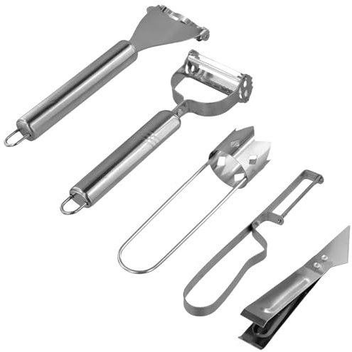 5 Pezzi Pelapatate Multifunzione per Verdure in Acciaio Inox, Pela Mela Patate e Verdure, Attrezzi Cucina, Pelaverdure, Pelapatate Julienne, Sbucciatore Universale per campeggi in Famiglia, Picnic