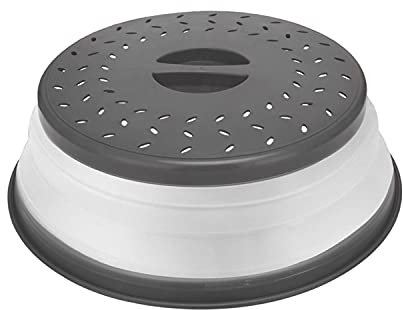 WUBCIX Couvercle anti-éclaboussures pour micro-ondes - Pour égoutter les fruits et aliments - Sans BPA - Passe au lave-vaisselle - 26,7 cm - Gris