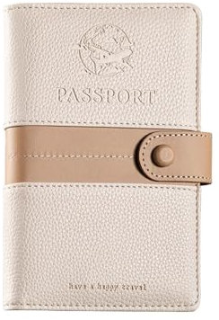 XFSRG Reisepass Tasche Damen PU Reiseorganizer Dokumente Travel Wallet Frauen RFID Reisepasshülle Passport Holder Hält Kreditkarten und Geldscheine Reise Essentials(Beige)