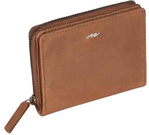 Marc Peter® Vintage Geldbörse Lisa, Kleine Portemonnaie, Geldbeutel aus Leder, mit TÜV-gepruftem RFID-Schutz, inkl Geschenk-Box, für Damen Braun