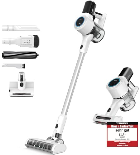 KLAMER Akku Staubsauger, 2-in-1 Staubsauger kabellos & Handstaubsauger, Akkulaufzeit bis 45 min, Akkustaubsauger mit HEPA Filter für Teppich, Auto & Hartböden