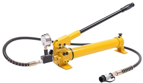 CP-700 Hydraulik Handpumpe, Manuelle Hydraulikpumpe mit 700 Bar Hochdruck Pumpe und Manometer 700 cc Öltank zum Heben, Aufbocken, Biegen, Richten, Dehnen, Stanzen, Nieten Gelb