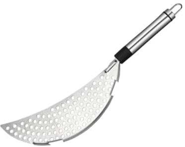 Homoyoyo Scolapasta in Acciaio Inox Scolapasta per Spaghetti e Pasta Design Mezzaluna Migliorato Facile da Usare e Pulire Adatto per Pentole e Padelle